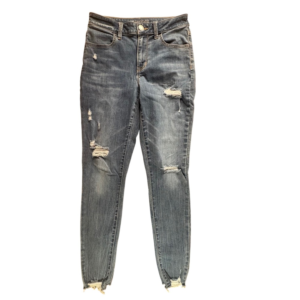 Maurices Distressed Skinny Jeans Womens S Long Blue Excellent High Rise Frayed